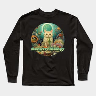 Meowrie Curie: A Meowcrobiologist's Ode to the Feline Genius Long Sleeve T-Shirt